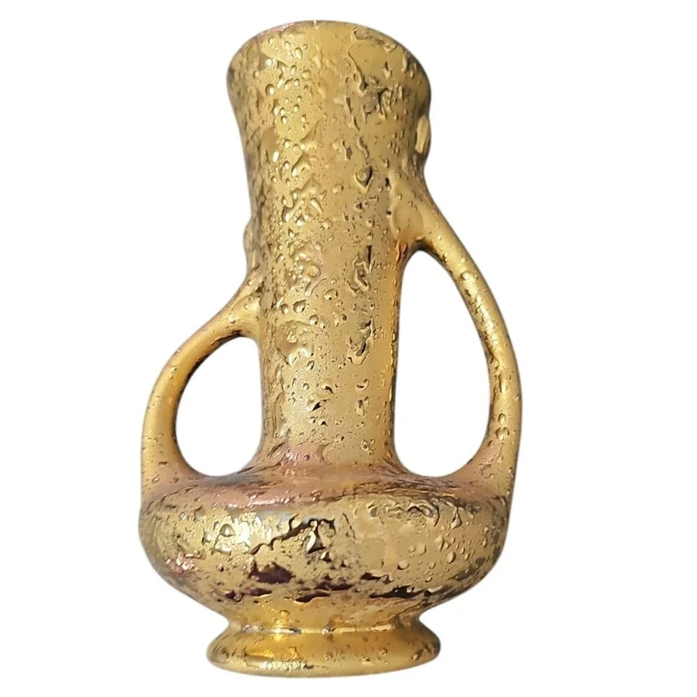 Vintage Dream Art Studios 22KT‎ Gold Textured Vase with Handles USA Made